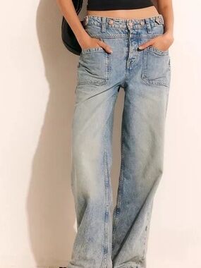 Free People We The Free Palmer Cuffed Denim Jean in La La Land Size 32
